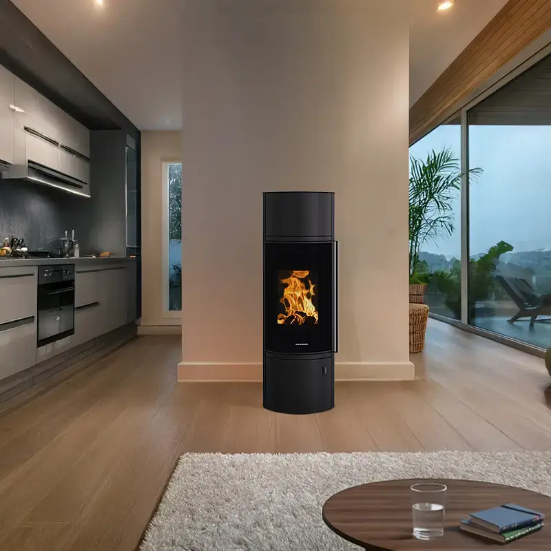Oranier Arena W+ 2.0 pureBLACK i moderne stue med livsstilsbilde hos Billigpeis