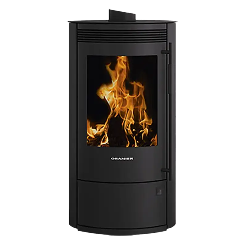 Oranier Arktis 7 2.0 pureBLACK – transparent produktbilde av kompakt sort vedovn hos Billigpeis
