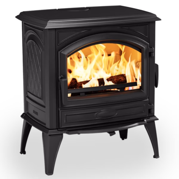 Dovre 640 WD klassisk peisovn i støpejern med stort glass og sidedør