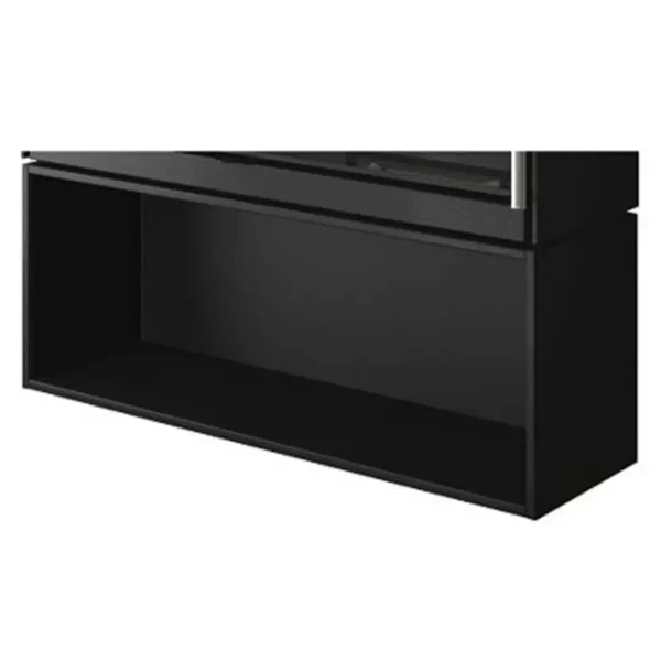 En elegant sort oppbevaringsboks for Justus Dias XL peisovn, med en åpen design og solid ramme.